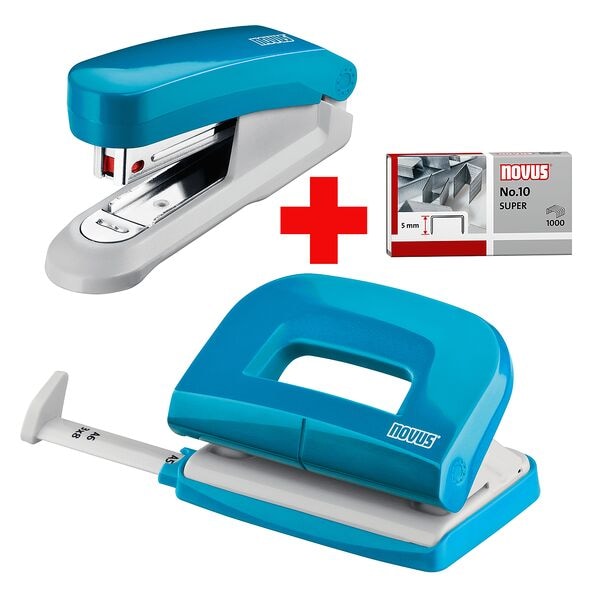 Novus Locher-Tacker-Büroset »Evolution Twin Set fresh« türkis