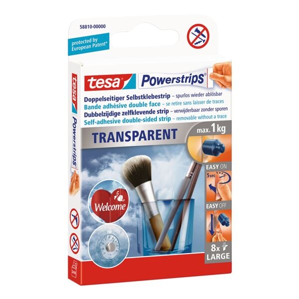 tesa Powerstrips »Transparent Large« 58810 bis 1kg transparent