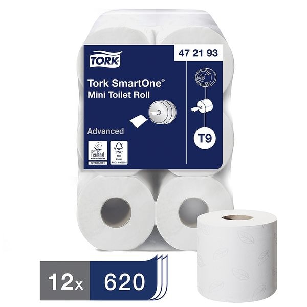 Tork Toilettenpapier »SmartOne « T9 System 2-lagig - 12 Jumborollen weiß - Zellstoff