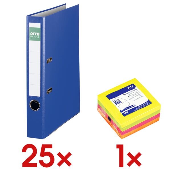 OTTO Office 25x Ordner »Exclusive I« inkl. 1x Haftnotizwürfel blau, 5x32x28.5 cm