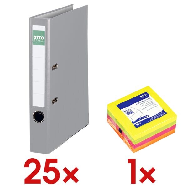OTTO Office 25x Ordner »Exclusive I« inkl. 1x Haftnotizwürfel grau, 5x32x28.5 cm