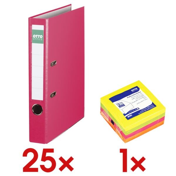 OTTO Office 25x Ordner »Exclusive I« inkl. 1x Haftnotizwürfel rosa, 5x32x28.5 cm