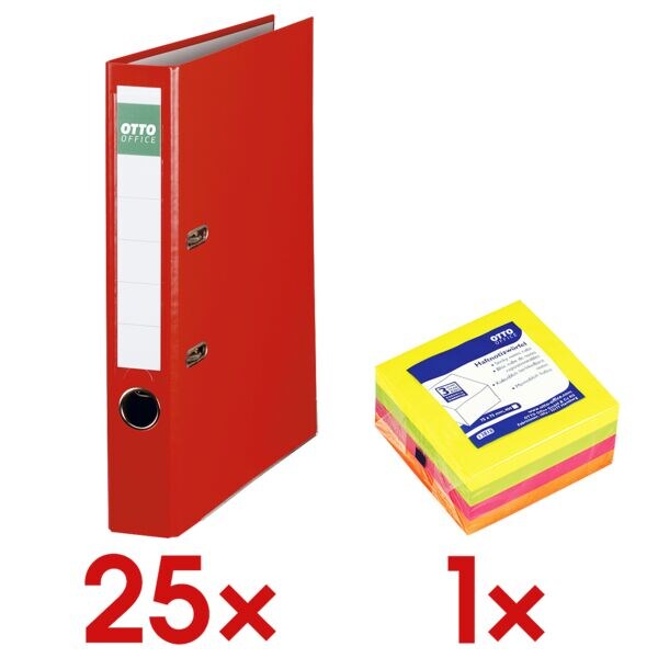OTTO Office 25x Ordner »Exclusive I« inkl. 1x Haftnotizwürfel rot, 5x32x28.5 cm