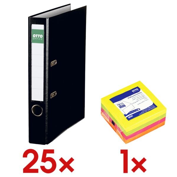 OTTO Office 25x Ordner »Exclusive I« inkl. 1x Haftnotizwürfel schwarz, 5x32x28.5 cm