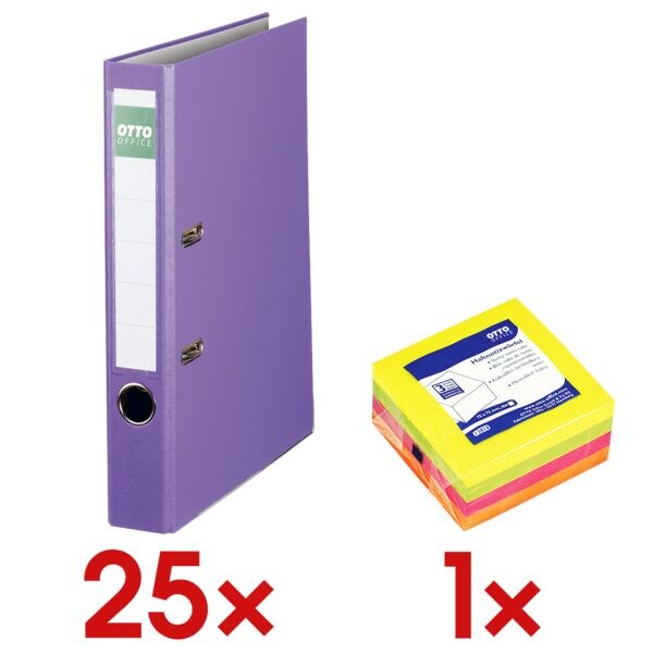 OTTO Office 25x Ordner »Exclusive I« inkl. 1x Haftnotizwürfel violett, 5x32x28.5 cm