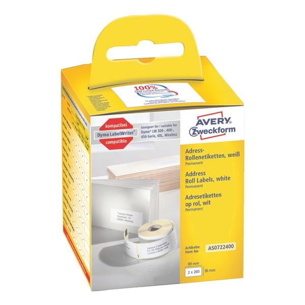 Avery Zweckform Rollenetiketten »AS0722400« weiß