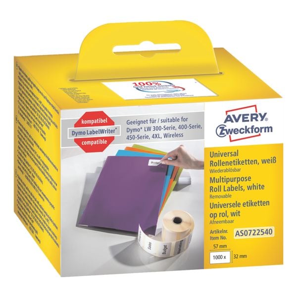 Avery Zweckform Rollenetiketten »AS0722540« weiß