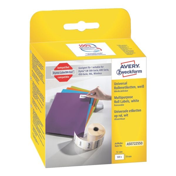 Avery Zweckform Rollenetiketten »AS0722550« weiß