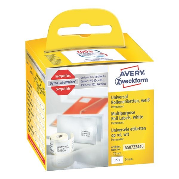 Avery Zweckform Rollenetiketten »AS0722440« weiß