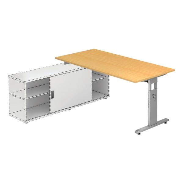 HAMMERBACHER Anbautisch »Alicante« 160 cm mit pulverbeschichtetem C-Fuß braun, 160x78x80 cm