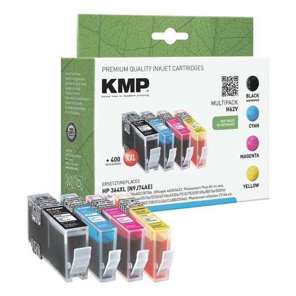 KMP Tintenpatrone »HP 364XL« H62V schwarz, cyan, magenta, gelb schwarz
