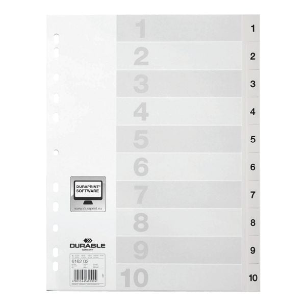 Kunststoffregister 1-10 A4 weiß