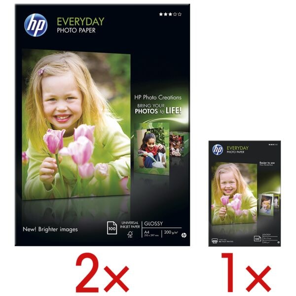 2 Pack Fotopapier »HP everyday photo paper« inkl. 1 Pack Fotopapier »HP everyday