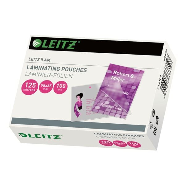 Leitz Laminierfolien iLAM Sonderformat (95x65 mm) 100 Stück 125 mic transparent, 9.5x6.5 cm