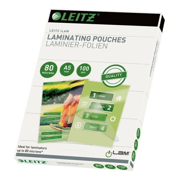 Leitz Laminierfolien iLAM A5 100 Stück 80 mic transparent, 15.4x21.6 cm