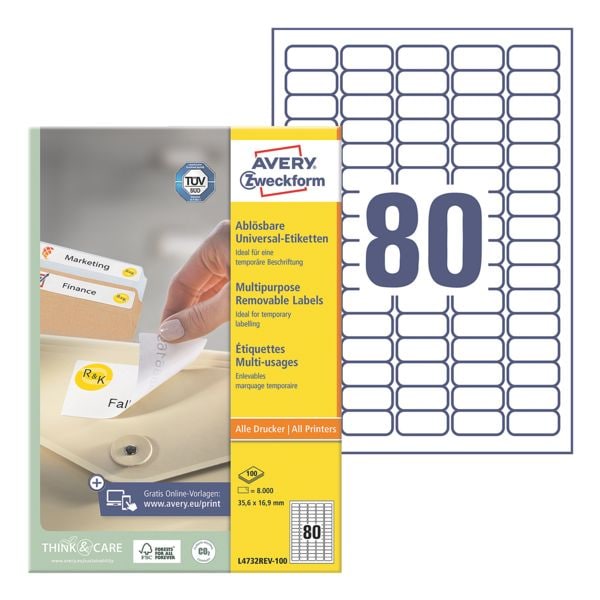 Avery Zweckform 8000er-Pack Universal Klebeetiketten »L4732REV-100« weiß