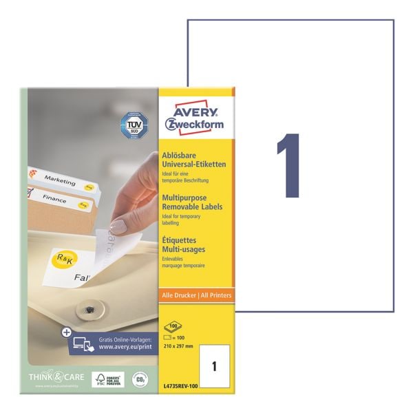 Avery Zweckform 100er-Pack Universal Klebeetiketten »L4735REV-100«