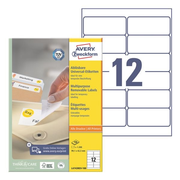Avery Zweckform 1200er-Pack Universal Klebeetiketten »L4743REV-100«