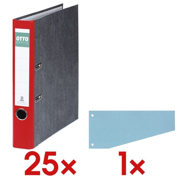 OTTO Office Re 25x Ordner »Future« inkl. 100er-Pack Trapeztrennstreifen rot, 5x32x28.5 cm