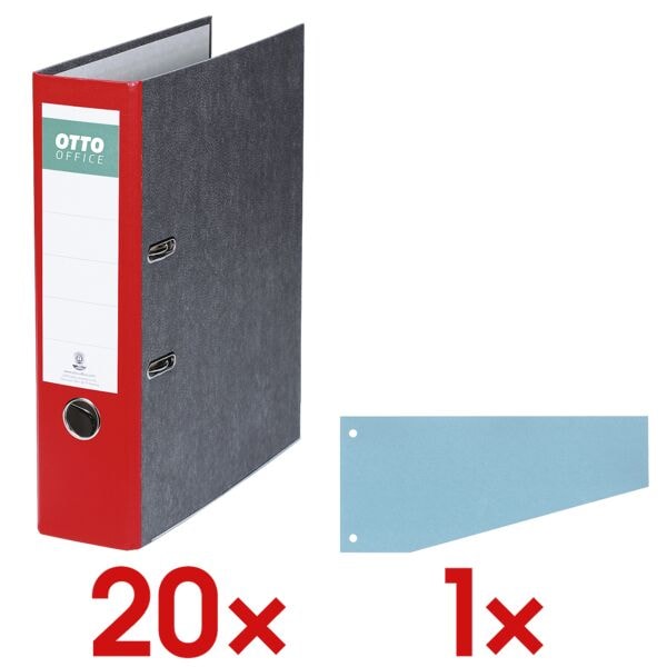 OTTO Office Re 20x Ordner »Future« inkl. 100er-Pack Trapeztrennstreifen, blau rot, 8x32x28.5 cm