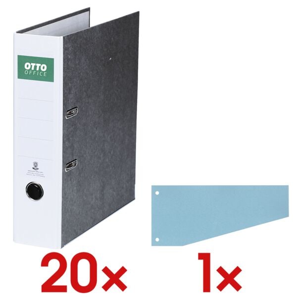 OTTO Office Re 20x Ordner »Future« inkl. 100er-Pack Trapeztrennstreifen, blau weiß, 8x32x28.5 cm
