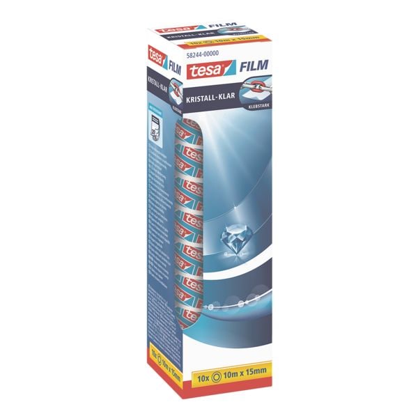 tesa Klebeband Sparpack »kristall-klar« transparent 58244, 15 mm/10 m (B/L), 10 Stück transparent, 1.5 cm