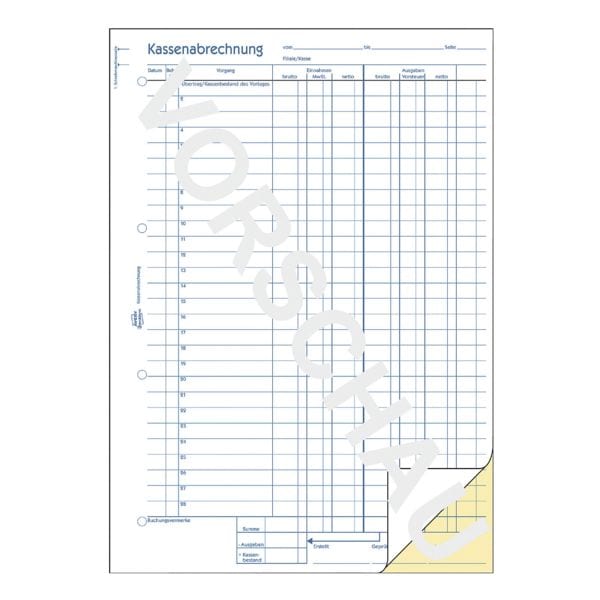 Avery Zweckform Formularbuch »Kassenabrechnung« (Einnahmen - Ausgaben) weiß, 21x29.7 cm