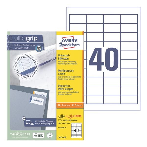 Avery Zweckform 4000er-Pack Universal Klebeetiketten »3657« weiß
