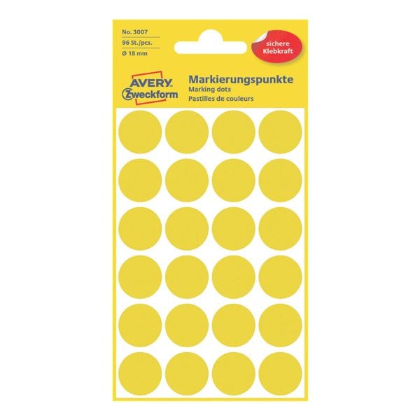 Avery Zweckform Avery Zweckform Markierungspunkte - 18 mm Ø - selbstklebend gelb