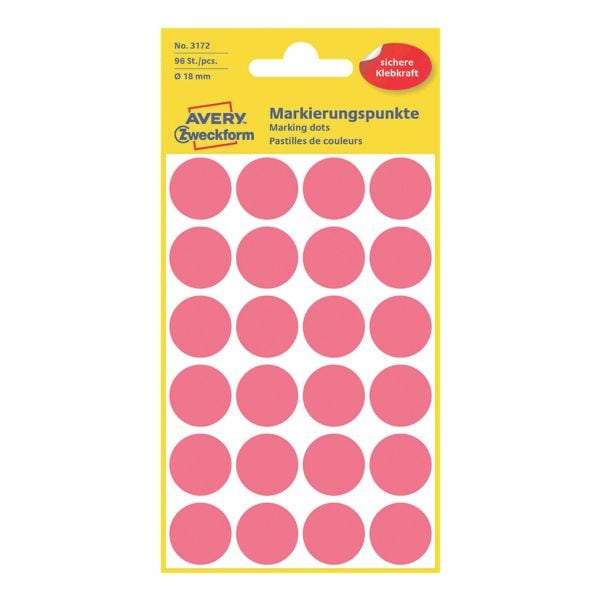 Avery Zweckform Avery Zweckform Markierungspunkte - 18 mm Ø - selbstklebend rot