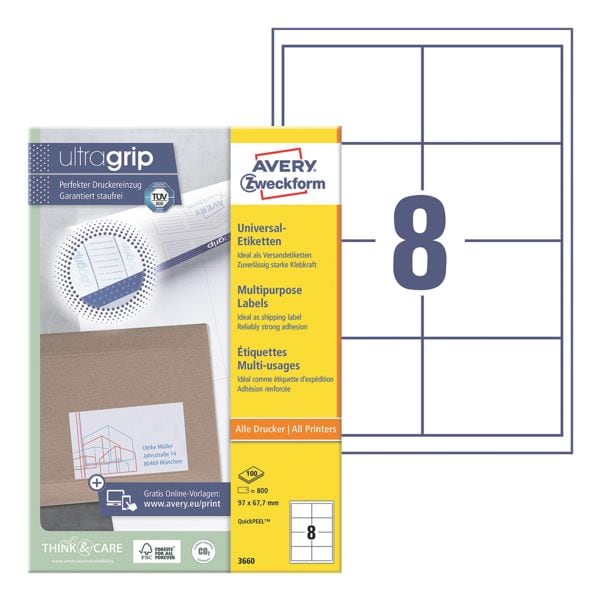 Avery Zweckform 800er-Pack Universal Klebeetiketten »3660« weiß