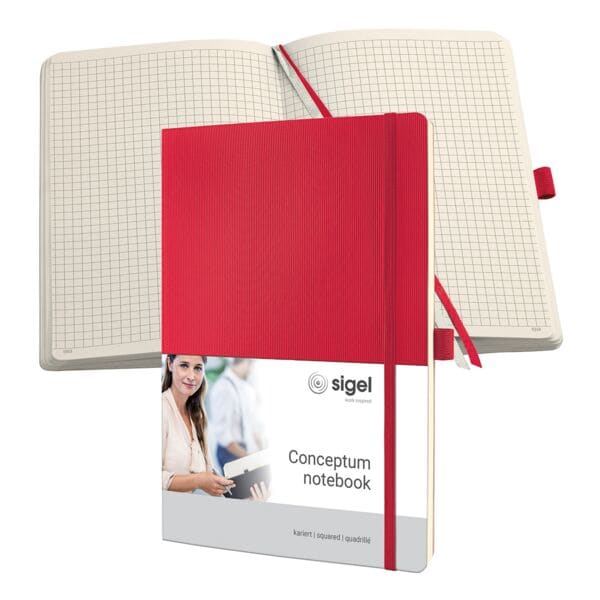 Sigel Notizbuch »Conceptum« A4 kariert - 194 Seiten rot