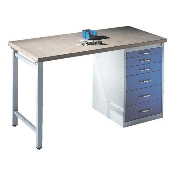 CP Werkbank mit Stand-Schubladenschrank mehrfarbig, 150x88.5x70 cm