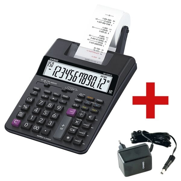 CASIO Druckender Tischrechner »HR-150RCE« inkl. passendem Netzadapter schwarz, 5.8x5.8x24.2 cm