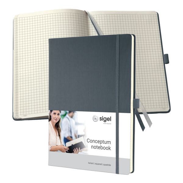 Sigel Notizbuch »Conceptum« A4 kariert - 194 Seiten grau