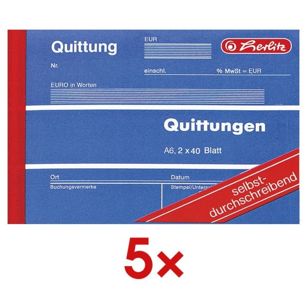 5x Formularbuch »Quittung inkl. MwSt.«