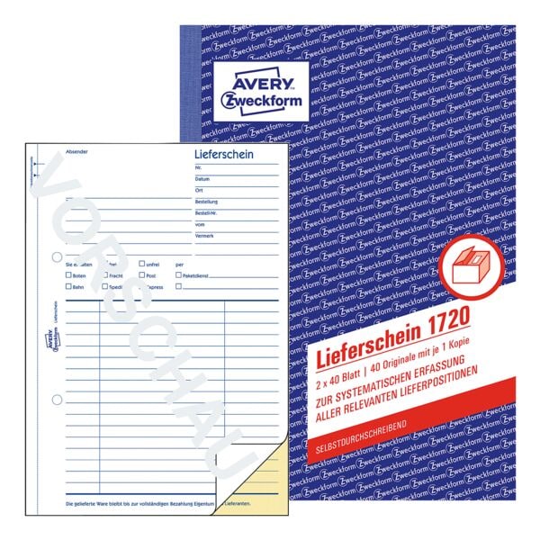Avery Zweckform AKTION: 5er-Pack Lieferschein »1720« gelb, 14.8x21 cm