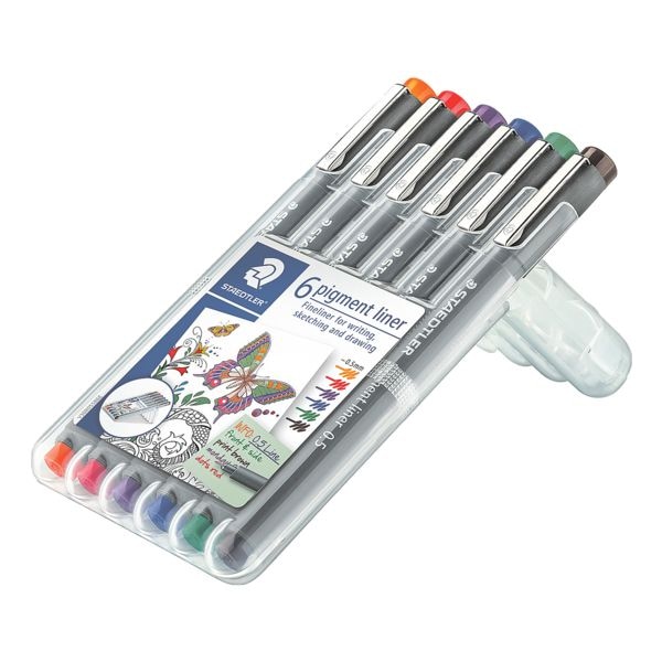 Staedtler 6er-Etui Pigment Liner »308« 0,5 mm silber