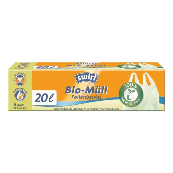 Swirl Bio Müllbeutel mit Tragegriff weiß, 60 cm