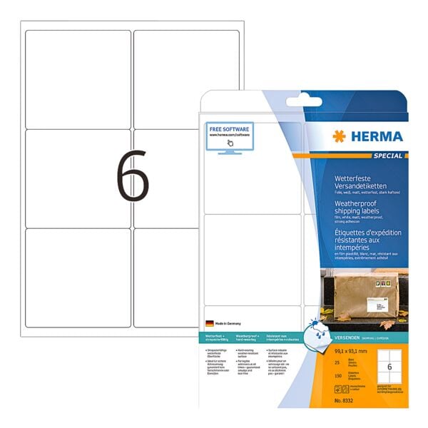 Herma Versand Folien-Etiketten 99,1x93,1 mm »Special« 150 Stück weiß