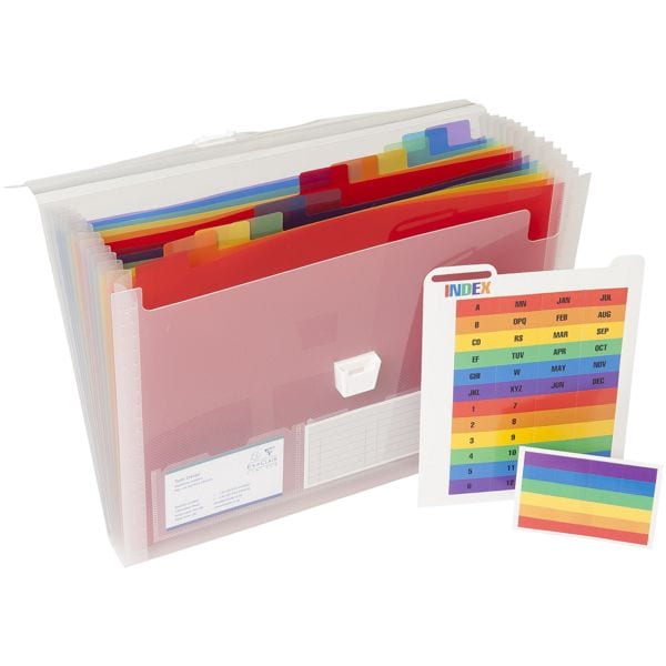 EXACOMPTA 5x Ordnungsmappe »Crystal« mit je 13 farbigen Fächern transparent, 33x25 cm - Polypropylen