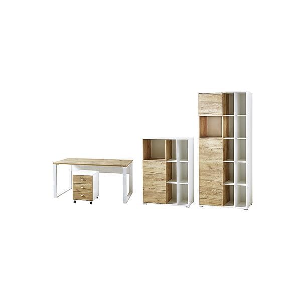 Möbel-Set »Lioni« 4-teilig, Schreibtisch, Rollcontainer, 3 OH und 5 OH Schrank