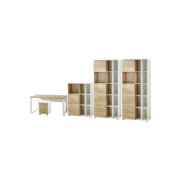 Möbel-Set »Lioni« 5-teilig, Schreibtisch, Rollcontainer, 3 OH und 2x 5 OH Schran