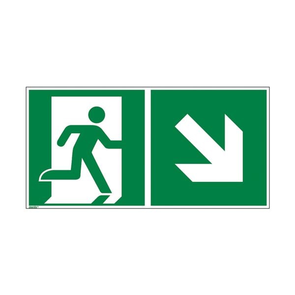 Sicherheitskennzeichen »Rettungsweg rechts abwärts [E002]« 40 x 20 cm