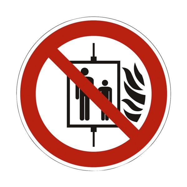 Sicherheitskennzeichen »Aufzug im Brandfall nicht benutzen [P020]« Ø: 20 cm