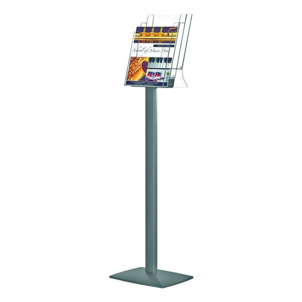 update displays Bodenprospektständer »Pillar« 3x A4 silber, 25x120x3.3 cm