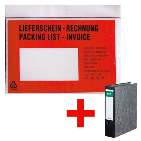 OTTO Office Dokumenten- & Lieferscheintaschen mit Aufdruck C6 1000 Stück inkl. Ordner »Clas, 16.2x11.4 cm