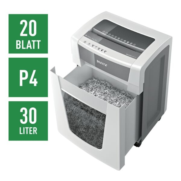 Leitz IQ Aktenvernichter »Office Pro P4« Partikelschnitt bis 20 Blatt weiß, 23x60.5x32 cm