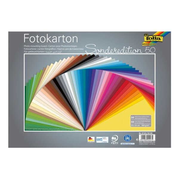 Fotokarton 300 g/m² 50 Farben 25 x 35 cm 50 Blatt