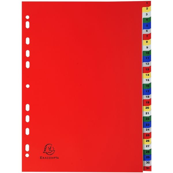 20x Kunststoffregister 1-31 (31-teilig) A4 mit Deckblatt